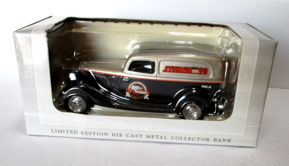 SpecCast Sturgis 1932 Ford Delivery Die Cast Metal Bank, new in box - Image 2 of 4