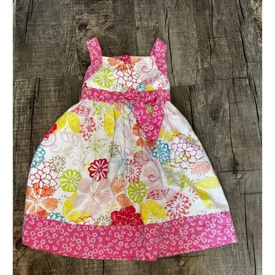 Blueberi Boulevard Girls Floral Sun Dress Pink Yellow Orange Size 6