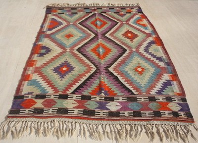 Turkish Kilim Rug 5x7.5, Classic Geometric Kilim Rug 5x7, Kelim Rug 61'' x 91''