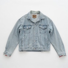 Vintage GAP Denim Trucker Jacket Men Large Light Wash USA Made 90s Distressed