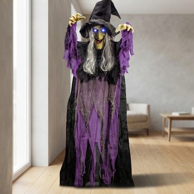 Spooky 72'' Light-Up Hexendekoration aktiviert durch Sound - perfekt für Halloween