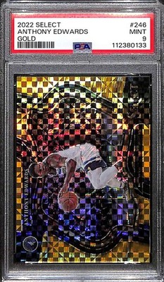 2022-23 Select Prizms Gold Refractor 246 Anthony Edwards 6/10 Courtside PSA 9