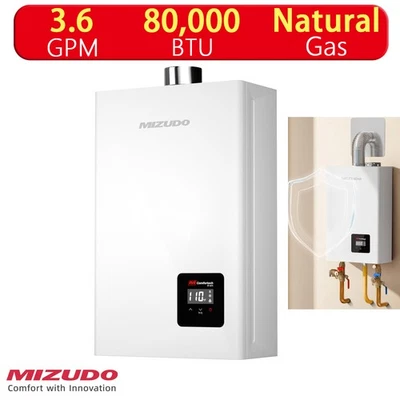 MIZUDO Natural Gas Tankless Water Heater 80,000 BTU 4.3 GPM Indoor Water Heater