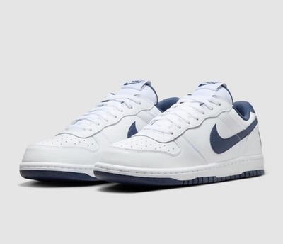 Men Big Nike Low Athletic Lifestyle Sneaker Shoes White/Midnight Navy 355152-140