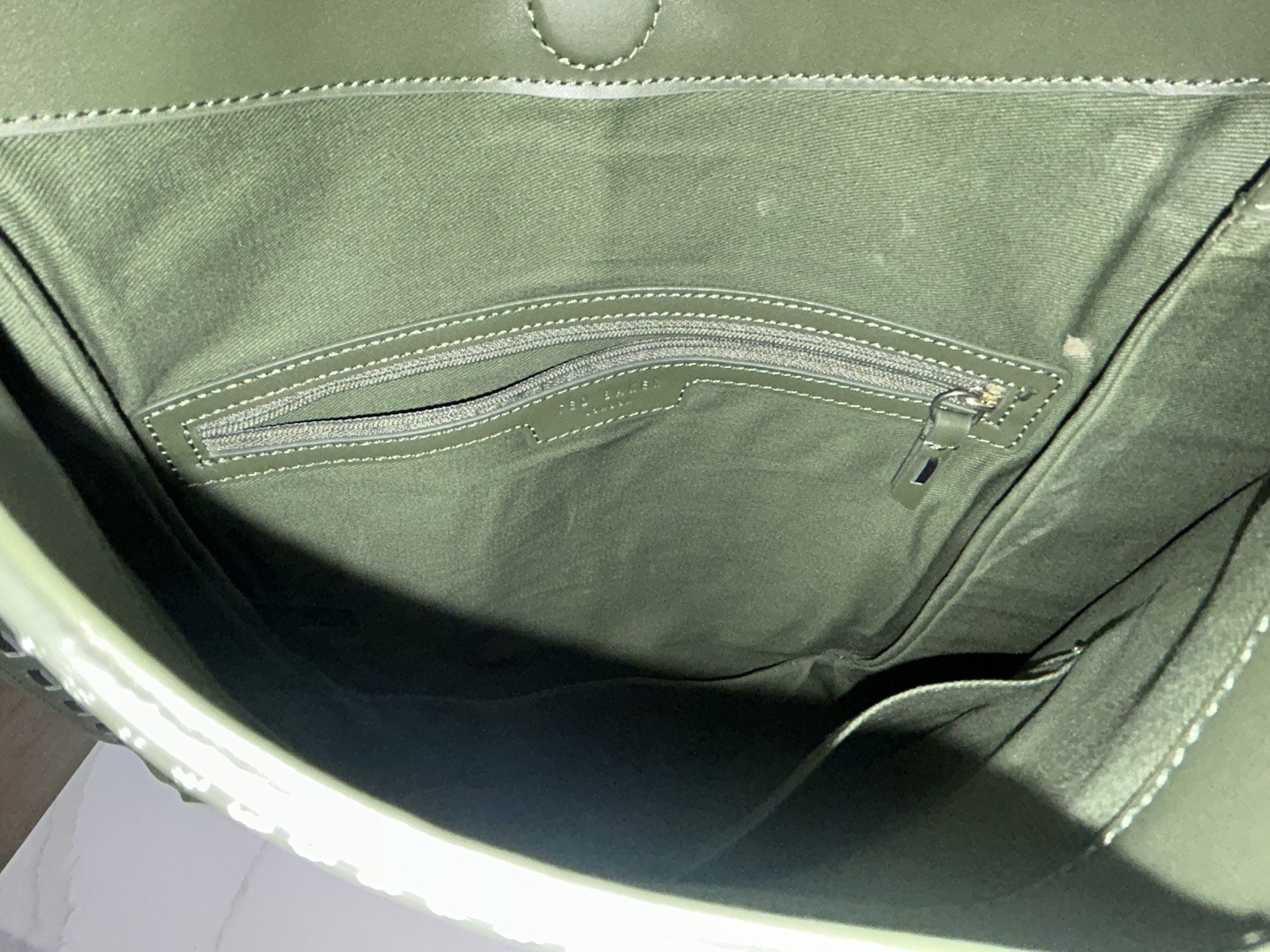 Ted Baker Solid  Olive Leather Crossbody Braidea … - image 7