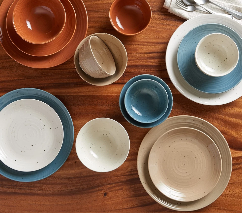 16 Piece Rustic Dinnerware Set for 4 Farmhouse Style Microwave Dishwasher Safe - Image 3 of 4