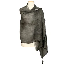 Calvin Klein Womens Black Viscose Linen Blend Scarf Wrap Shawl NEW