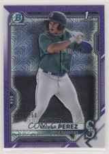 2021 Bowman Chrome Prospects Mega Box Purple Mojo Refractor Milkar Perez 0ms5