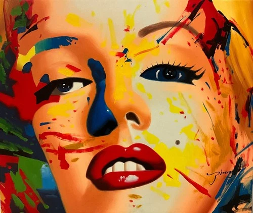 oil painting marilyn monroe portrait modern art 20 x 24” rainbow multicolor 