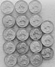 1964 Washington Silver Quarters Denver  Mint LOT OF 18  (o)
