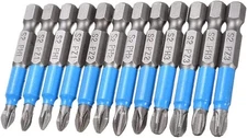 12 Pieces Magnetic Phillips & Pozidriv Screwdriver Bit Set, 1/4 Inch Hex Shank A