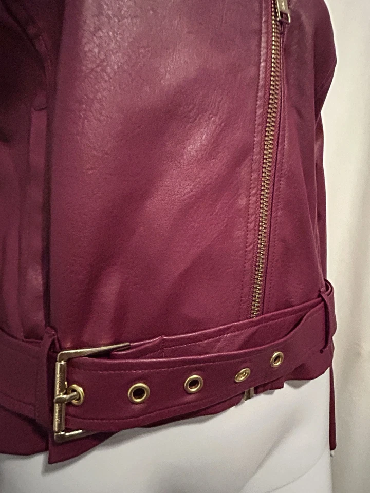 Chaqueta de motociclista Michael Kors M Berry de cuero vegano Y2K años 90 despistado Festival Foto 4 de 4