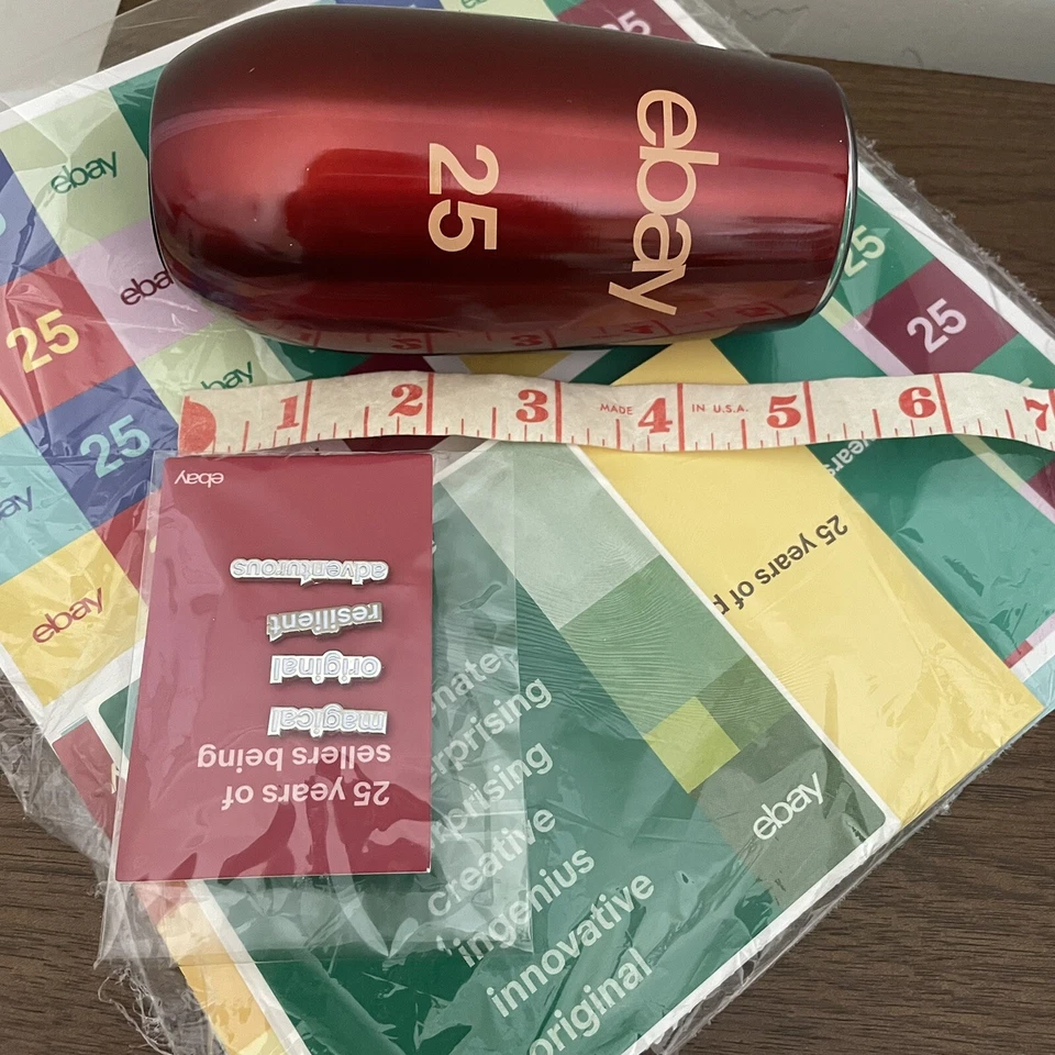 eBay 25th Anniversary Birthday Drink Cup Tumbler, Cards, Pins, Stickers NEW - image 3 of 3