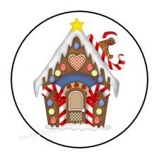 GINGERBREAD HOUSE CHRISTMAS ENVELOPE SEALS LABELS STICKERS PARTY FAVORS
