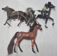 Lot of 3 Vintage Kid Kore Plastic Horse Toys Figures Stallion 1990s Brown/Black