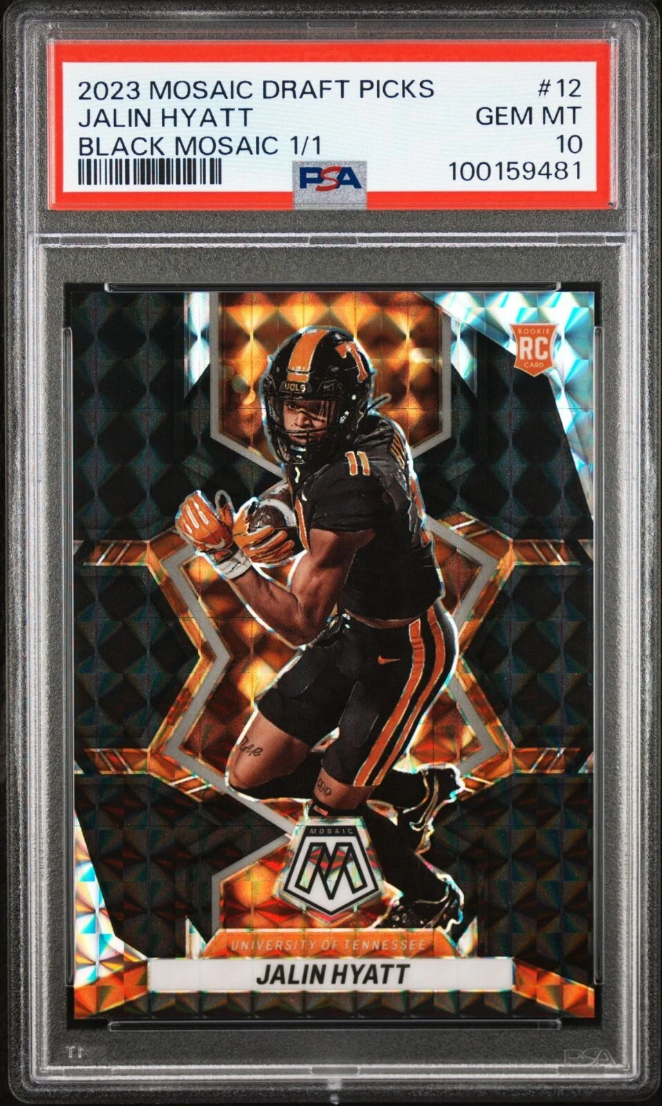 Jalin Hyatt Panini Mosaic Draft Picks #12 Black Mosaic 1/1