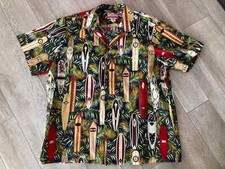 RJC Men  s Hawaiian Shirt Surf Boards 100 Cotton 2XL Made in Hawaii EUC