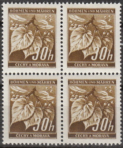 Stamp Germany Bohemia B&M Mi 064 Sc 24A Block 1941 WWII Fascism Linden Bud MNH - Afbeelding 1 van 1