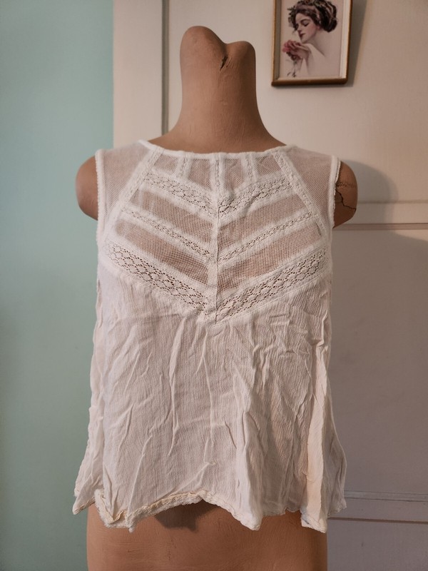 Free People White Chevron Tank Top Sz XS