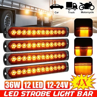 4X Frontblitzer Blitzlicht Warnleuchte LKW PKW Strobe Licht 12LED 12-24V Gelb