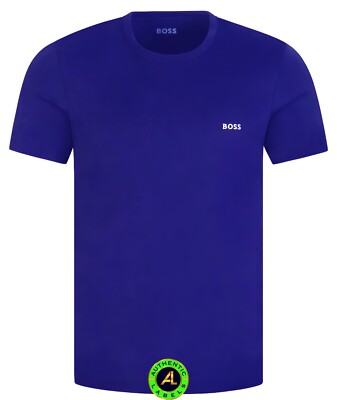 Boss Herren T-Shirt Royalblau Logo Baumwolle Rundhals L-XXL