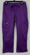 Cherokee Workwear Revolution pants womens XS petite purple pull on elastic waist