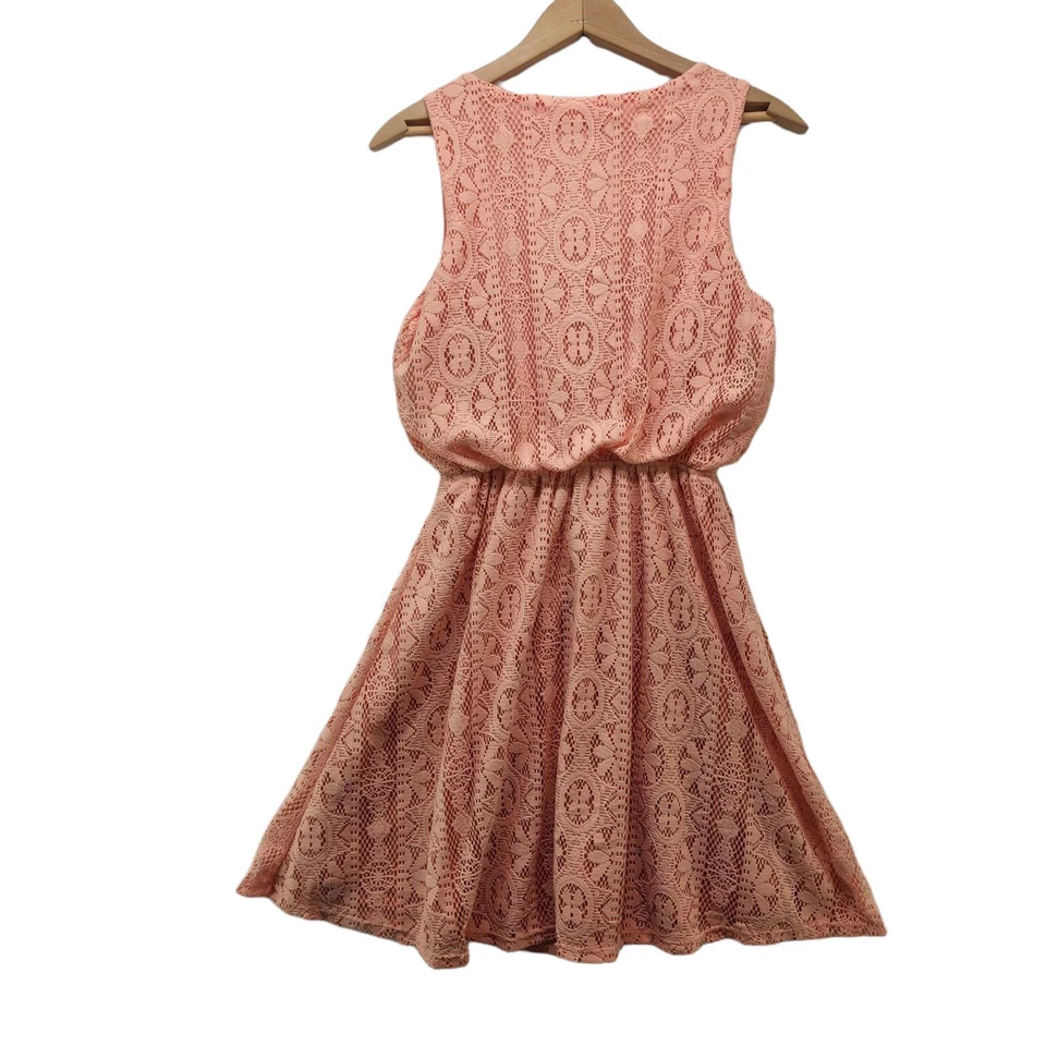 Womens Floral Lace Dress Sleeveless Pink Blouson Sundress Size S Ya Los Angeles - Image 3 of 4