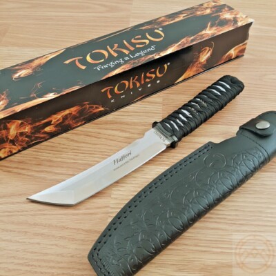 Tokisu Hattori Fixed Knife 5.90'' 7Cr17MoV Steel Blade Black Lace-Up Handle 32470