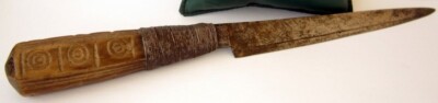 ANTIQUE RARE HAND MADE OTTOMAN EMPIRE KNIFE WITH WOOD  ENGRAVED HANDLE 19th# 447
