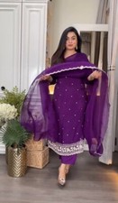 New Designer Heavy Pure Chinnon Purple Salwar Kameez With Dupatta For Festival