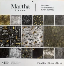 ~ HALLOWEEN ~ 12x12 SCRAPBOOK CARDSTOCK PAPER PAD 48 LOT *MARTHA STEWART* FOIL