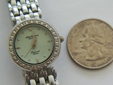 SILVER TONE WOMEN'S JULE JURGENSEN DIAMOND BEZEL QUARTZ WATCH & BRACELET