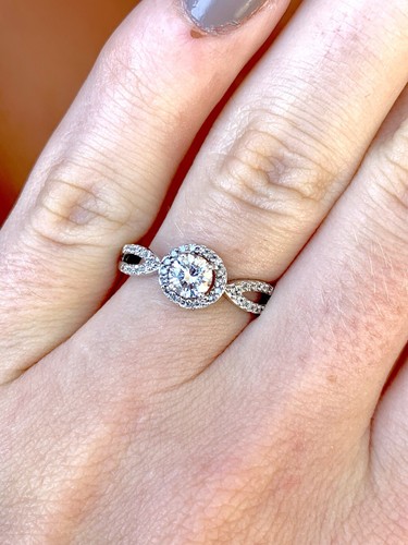 $2,825 Certified 10k White Gold Halo 0.50 Ctw Diamond Engagement Ring - Picture 3 of 8