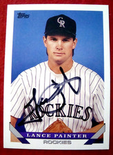 LANCE PAINTER SIGNED 1993 TOPPS ROOKIE BASEBALL CARD COLORADO ROCKIES AUTOGRAPH. rookie card picture