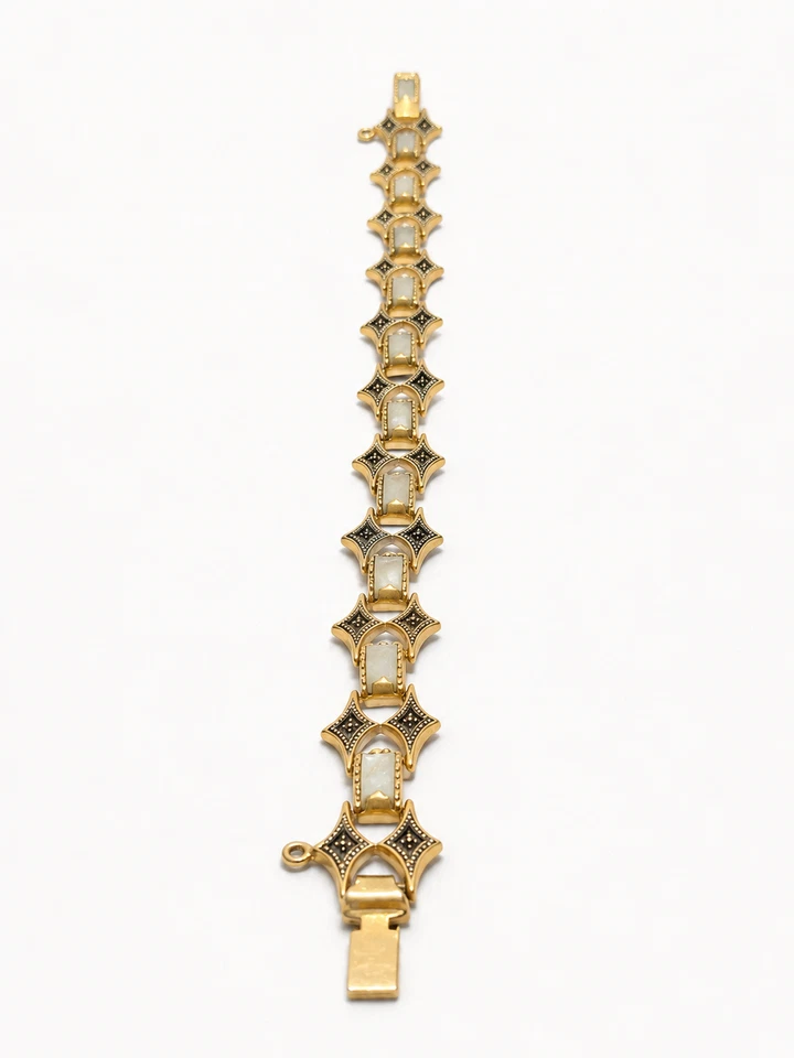Bracelet Damasquiné Toledo Vintage Raffiné Nacre Doré 19,5 cm Damascene Bracelet - Photo 2/4