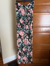 Forever 21 Black Floral Strapless Maxi Dress Small Braided Detail