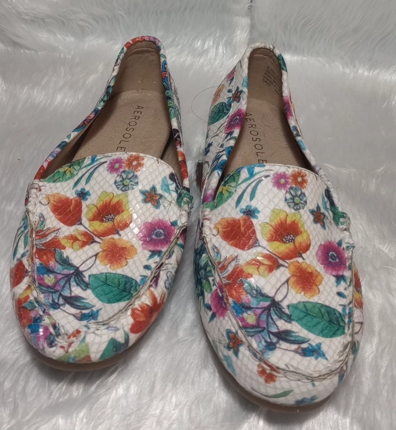 Nuevos Mocasines Florales Aerosoles Mujer Talla 6.5 Planos Cómodos Foto 3 de 4