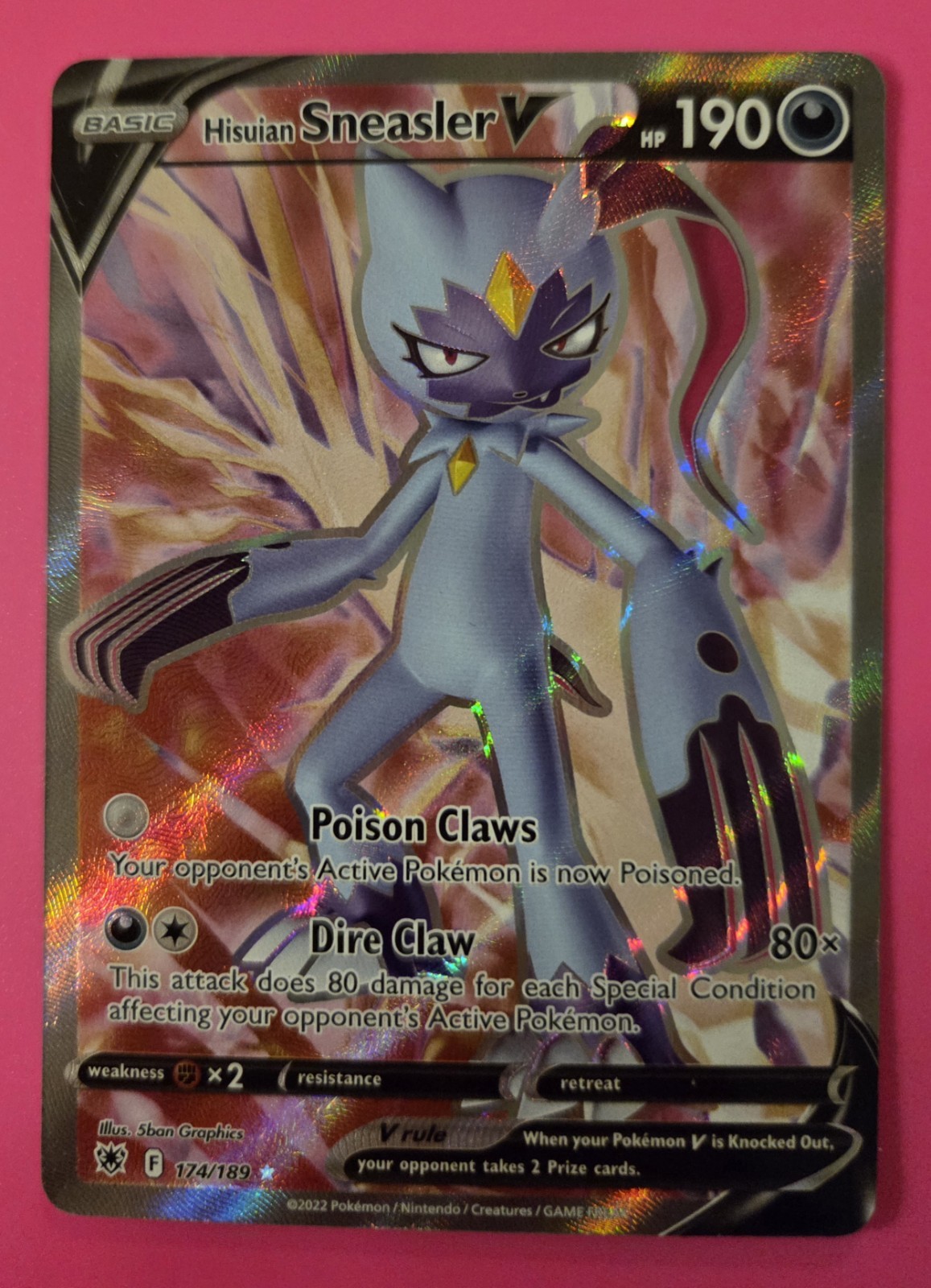 Hisuian Sneasler V (Full Art) 174/189 Swsh10: Astral Radiance Holo Pokemon Card