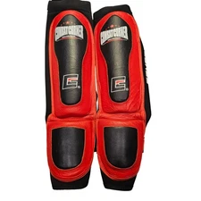 Combat Corner XL Shin Guards Red Black MMA Muay Thai Kickboxing Training
