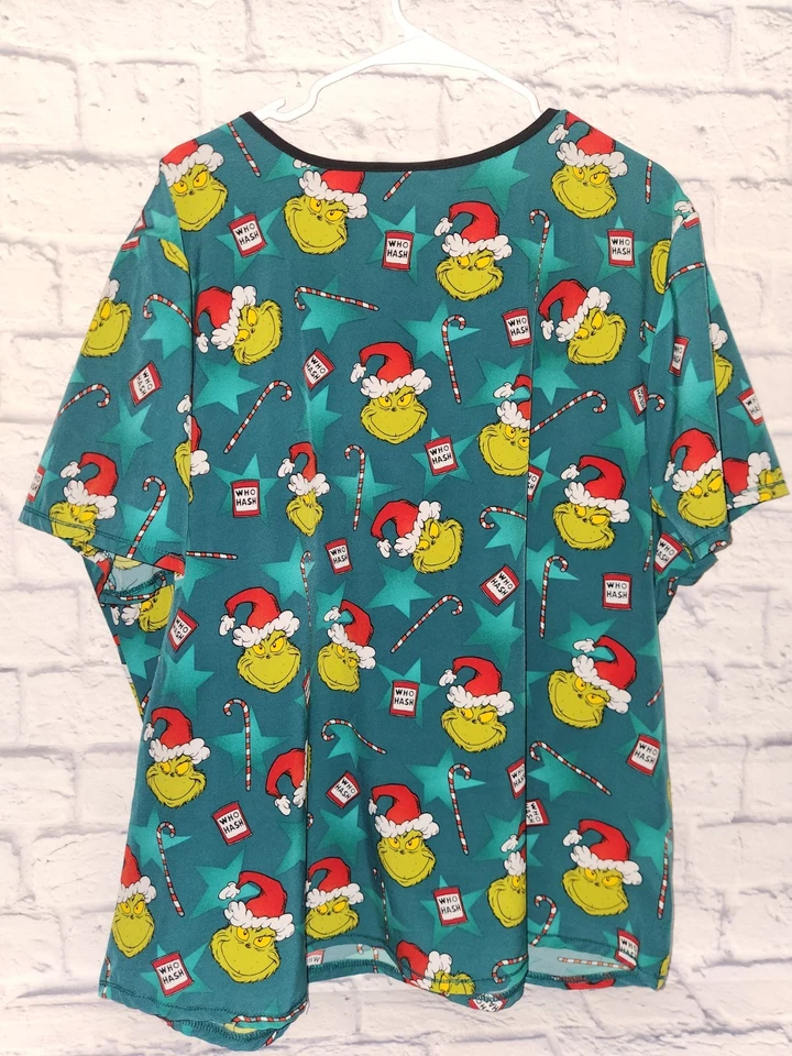 Dr. Seuss The Grinch Medical Scrub Top  Size 3x EXCELLENT - Image 3 of 3