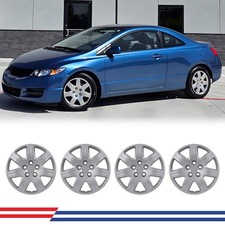 4 Pack 16 Bolt-on Silver Hubcaps For 2006-2011 Honda Civic R16 Wheel Rims Cover