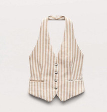 Nwt Rag Bone Womens Size 6 Striped Halter Top Beige White Button Front Nwt Rag Bone Womens Size 6 Striped Halter Top Beige White Button Front