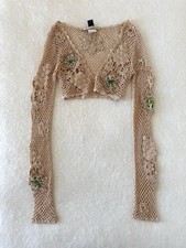 Roberto Cavalli Crochet Embellished Bolero S