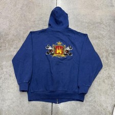 vintage mickey mouse walt disney world navy zip up hoodie size small