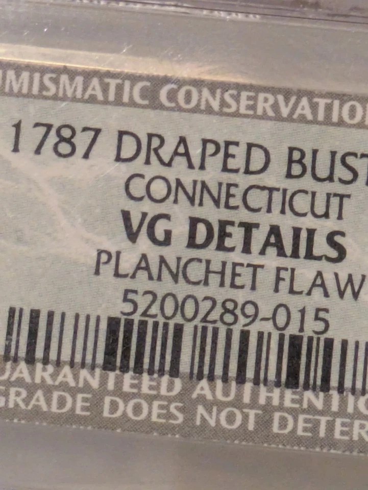 1787 Connecticut Copper Original NGC VG Details Facing Left Planchet Flaws - Image 2 of 4