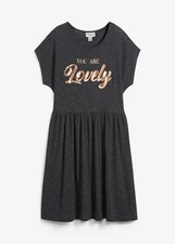 Shirtkleid mit Fledermausärmeln Gr. 52/54 Schwarz Meliert Damen Mini-Kleid Neu