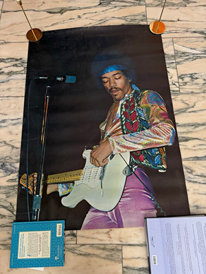 Musik Foto-Poster Gitarrist Jimi Hendrix, 1968, E-Gitarre, Hochformat 114x80cm