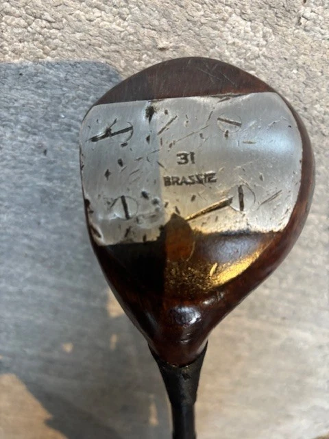 Left Hand The Wilsonian large head, deep face Brassie hickory shaft golf club - Image 3 of 4