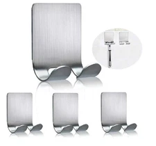 4Pcs Razor Holder Hooks–Adhesive Wall Mount Stainless Steel Hangers for Bathroom