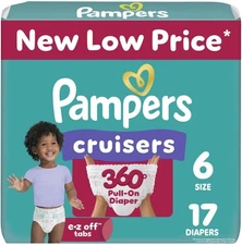 Pampers Diapers - Cruisers 360 - Size 6, 17 Count, Babyproof up White 